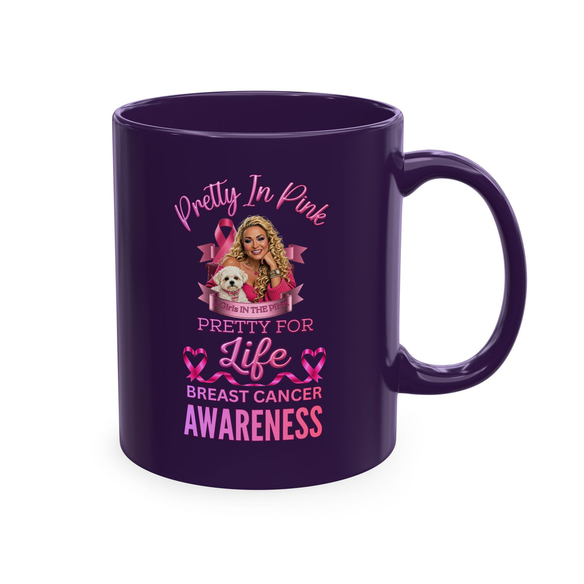 Pretty In Pink Pretty For Life Coffee Mug, Breast Cancer Awareness, Every Month Is Breast Cancer Awareness Month, Breast Cancer Survivor Novelty Mug, Pink Ia For Girls