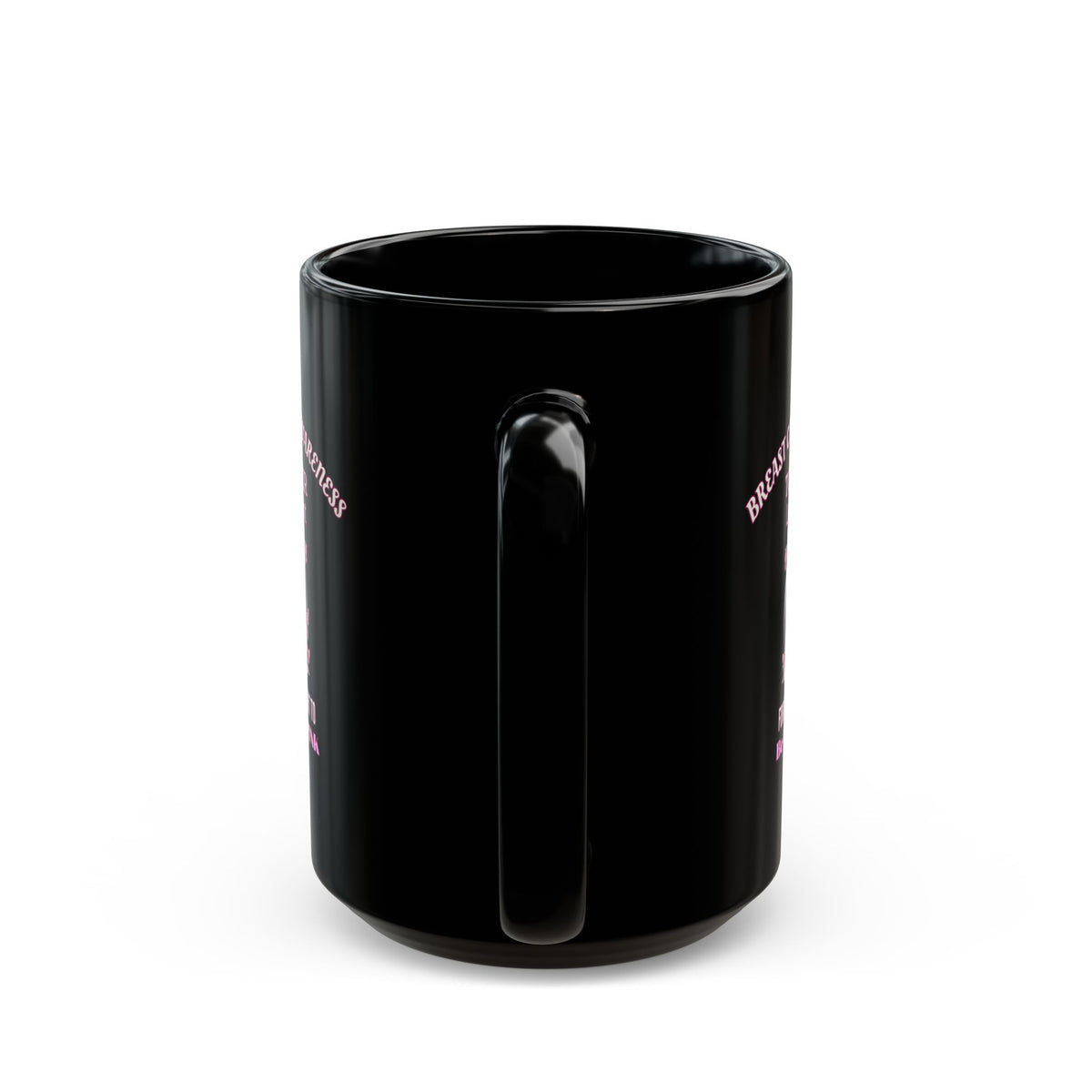 Breast Cancer Awareness Black Mug — "Together Let's Fight" Pink Ribbon Support (11oz/15oz)
