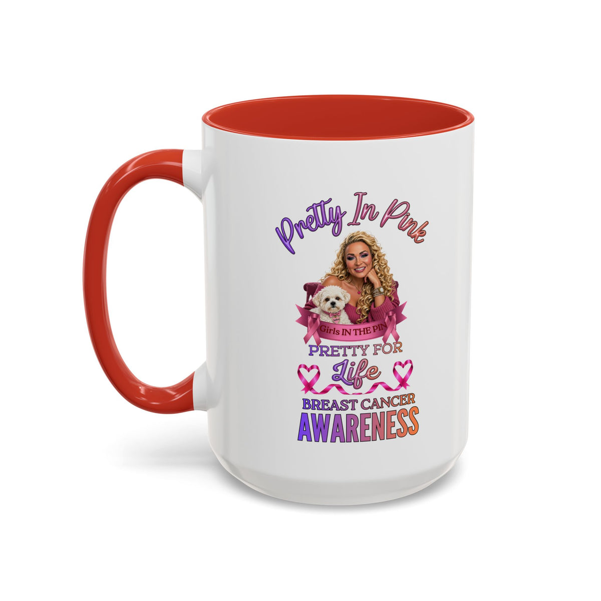 Breast Cancer Awareness Accent Coffee Mug — "Pretty in Pink" Supportive Gift, Pink Is For Girls, Breast Cancer Awareness Gifts, Gifts For Those Who Fight Breast Cancer, In The Pink, Gift For Friend With Breast Cancer,Coffee Mug For Mom