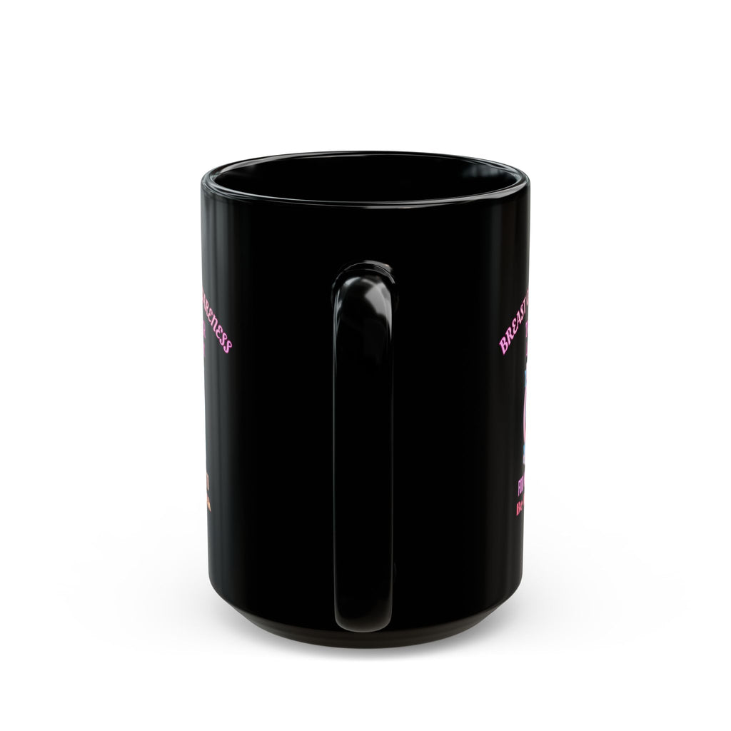 Breast Cancer Awareness Black Mug — "Together Let's Fight" Supportive Pink Ribbon Coffee Cup (11oz, 15oz)
