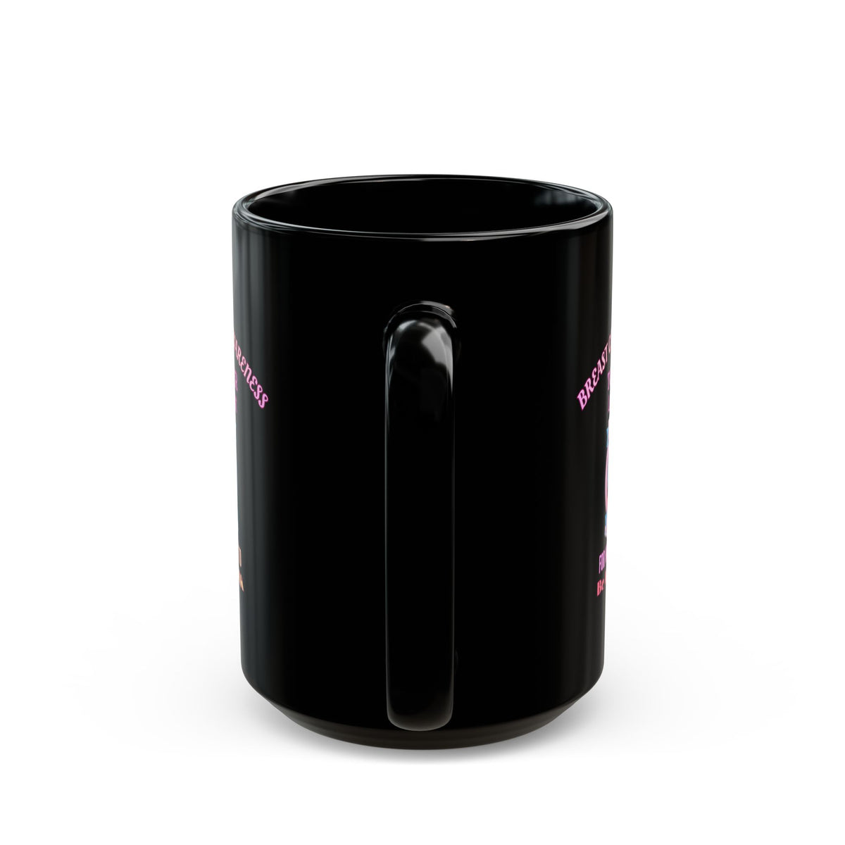 Breast Cancer Awareness Black Mug — "Together Let's Fight" Supportive Pink Ribbon Coffee Cup (11oz, 15oz)
