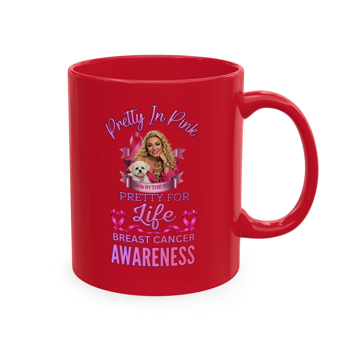 Pretty In Pink Pretty For Life Coffee Mug, Breast Cancer Awareness, Every Month Is Breast Cancer Awareness Month, Breast Cancer Survivor Novelty Mug, Pink Ia For Girls