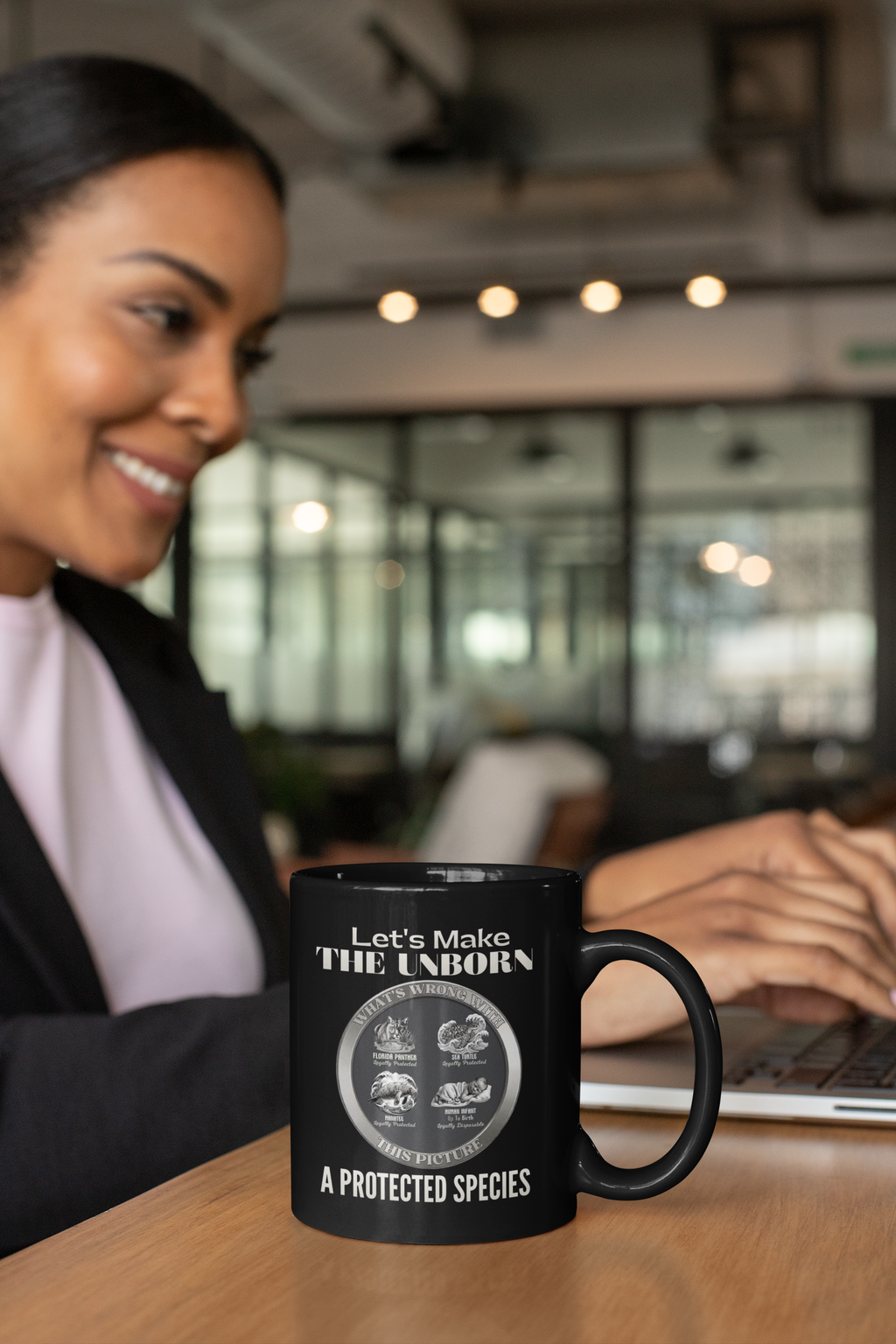 Let’s Make the Unborn a Protected Species Black Mug — Pro-Life Advocacy Coffee Cup (11oz/15oz)