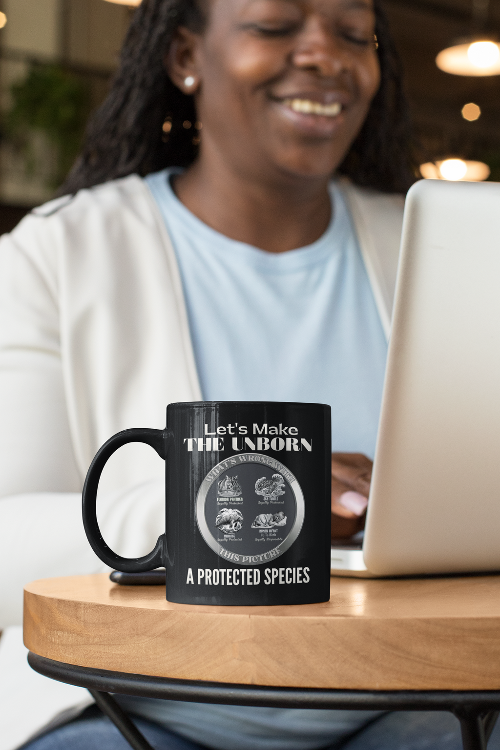 Let’s Make the Unborn a Protected Species Black Mug — Pro-Life Advocacy Coffee Cup (11oz/15oz)