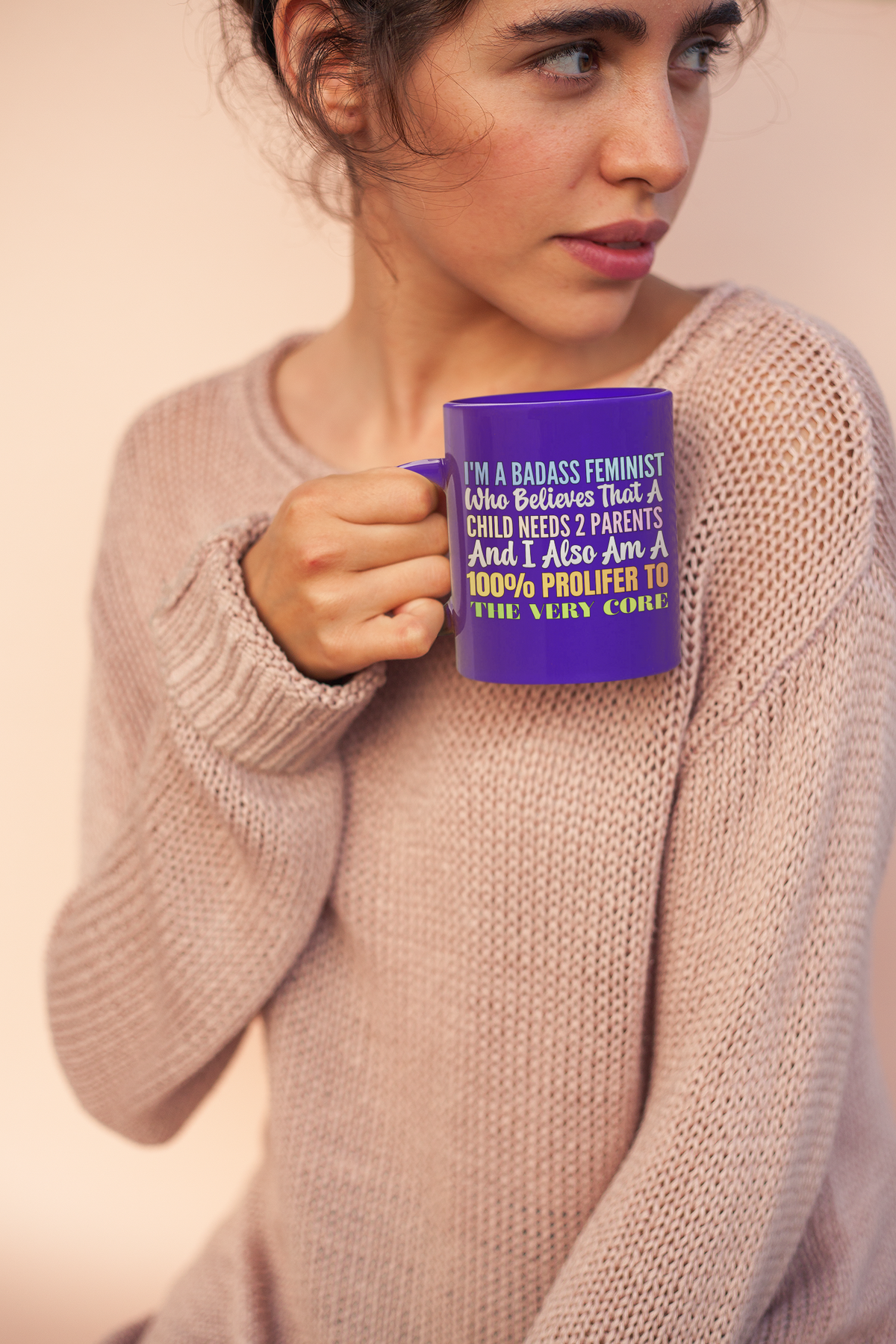 Feminist Parent Ceramic Mug – "Balanced Feminist" Colorful Quote Coffee Cup
