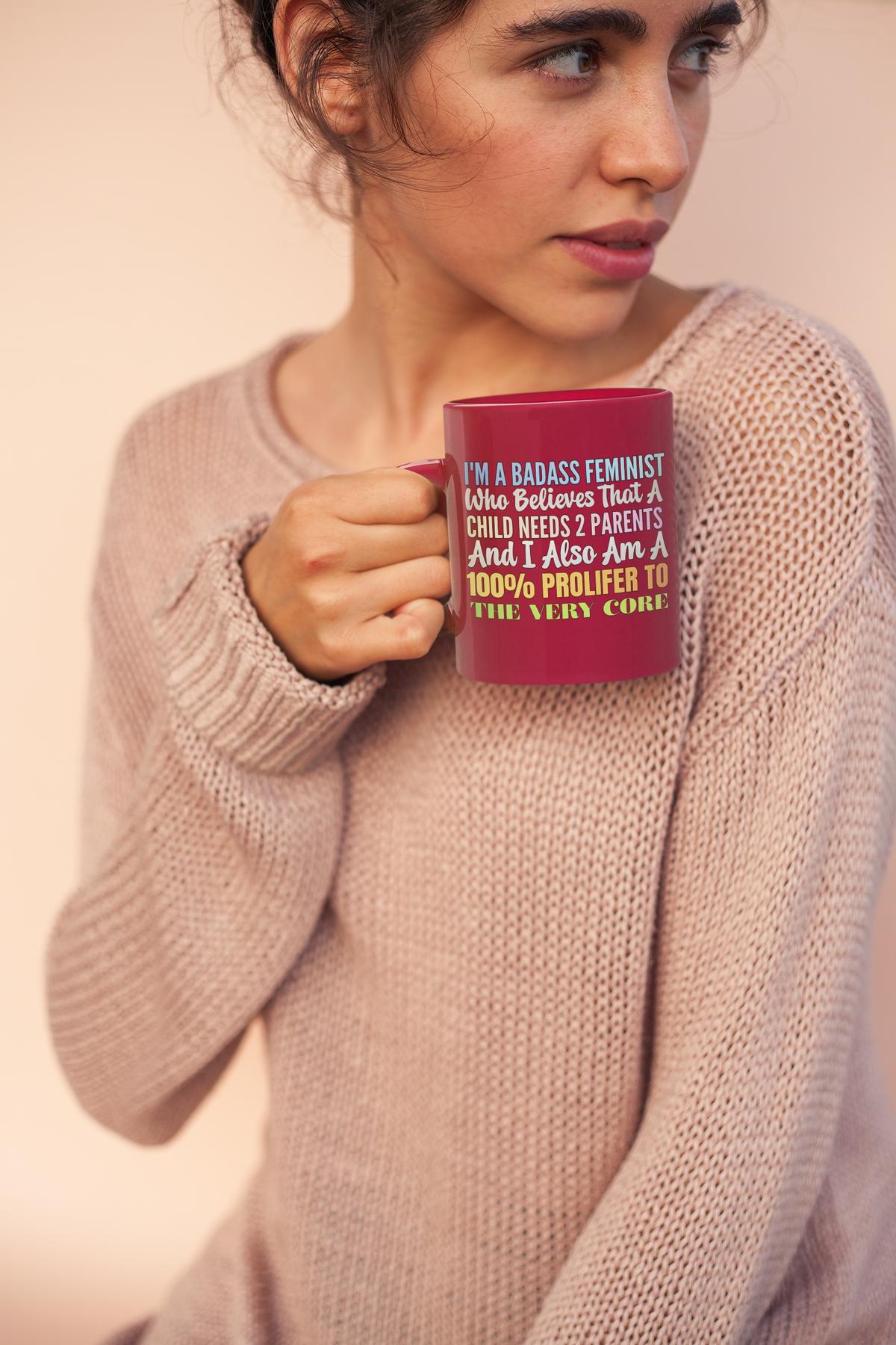 Feminist Parent Ceramic Mug – "Balanced Feminist" Colorful Quote Coffee Cup