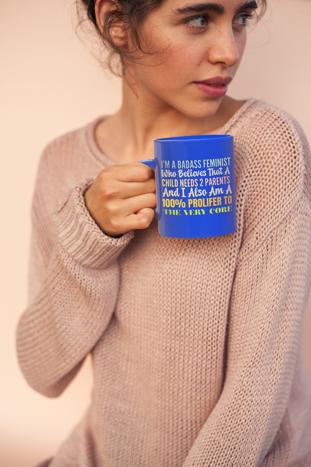 Feminist Parent Ceramic Mug – "Balanced Feminist" Colorful Quote Coffee Cup