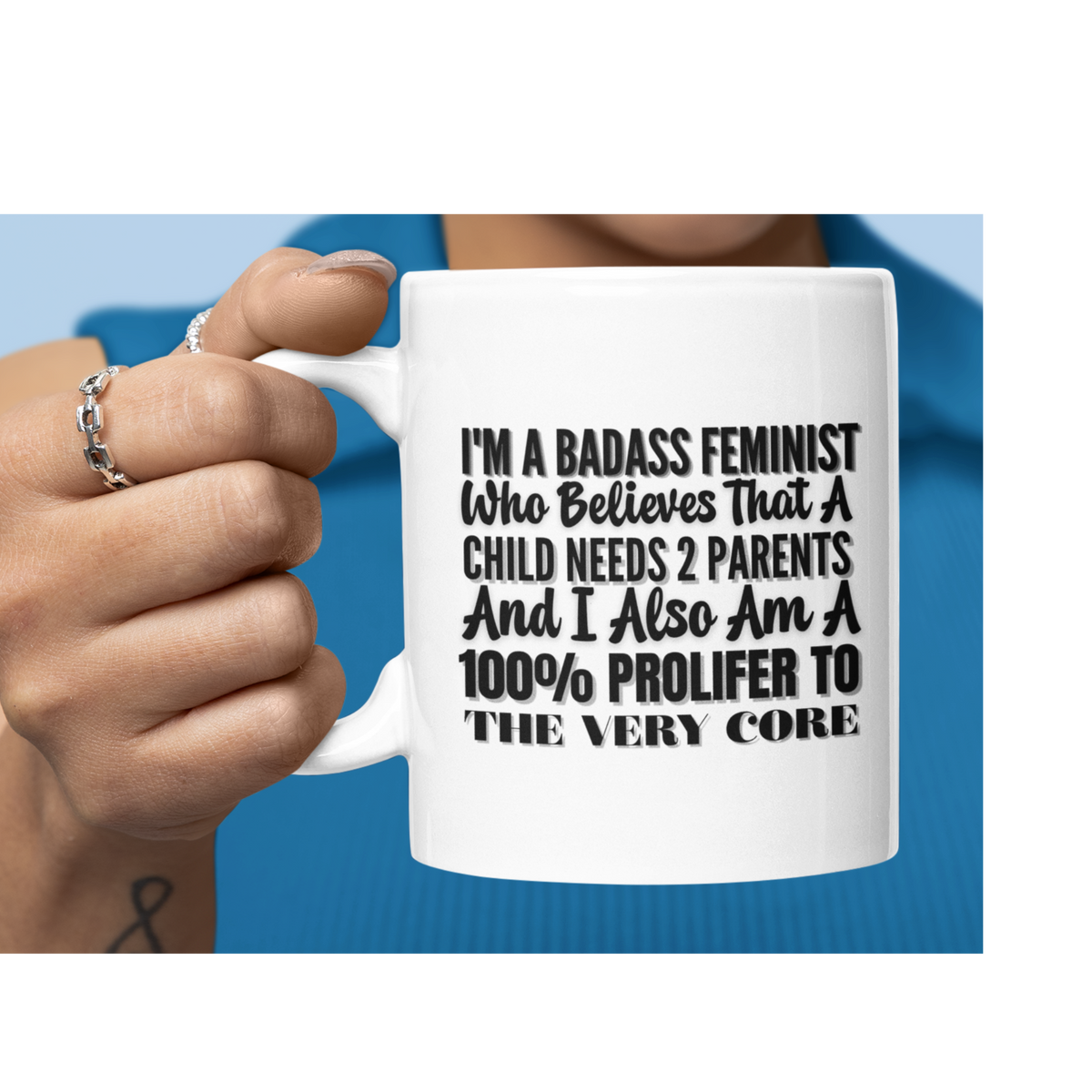 Feminist Prolifer 11oz/15oz/20oz Ceramic Mug — "I’m a Badass Feminist" Coffee Cup