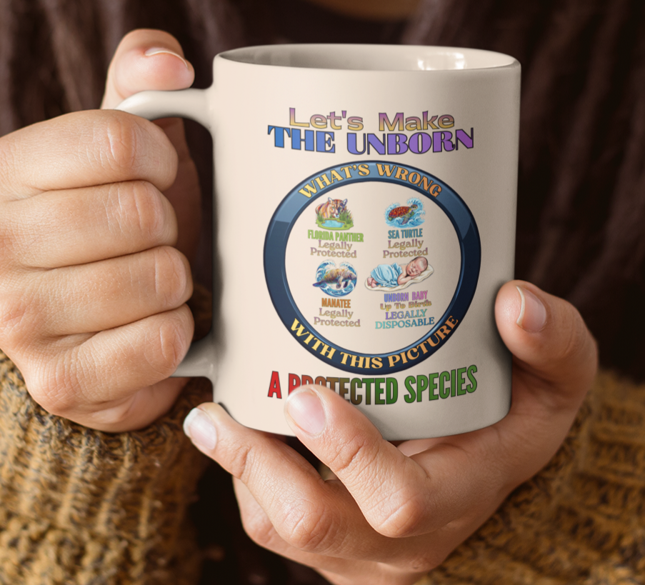 Endangered Species Ceramic Mug — "Let's Make The World" Conservation Wildlife Coffee Cup