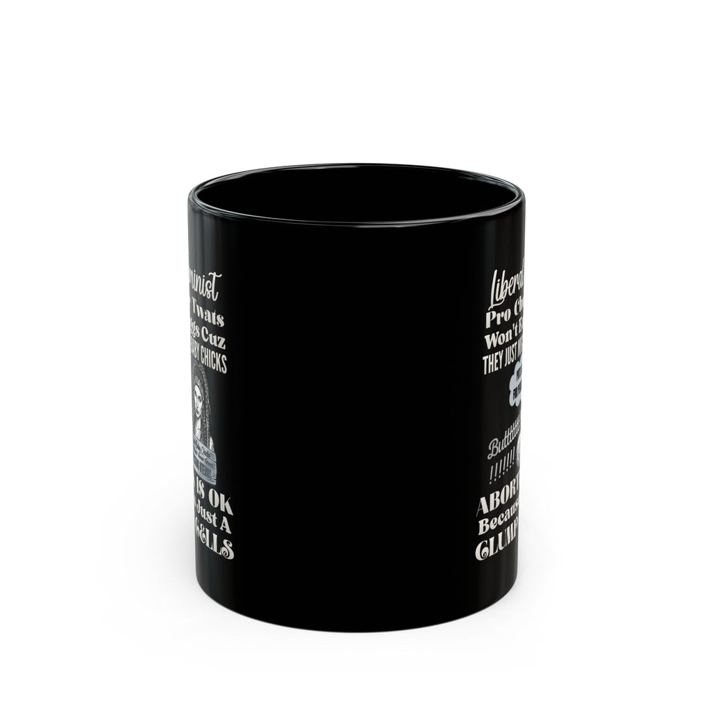 Feminist Satire Black Coffee Mug — 'Abortion Is OK' Parody Design (11oz/15oz)