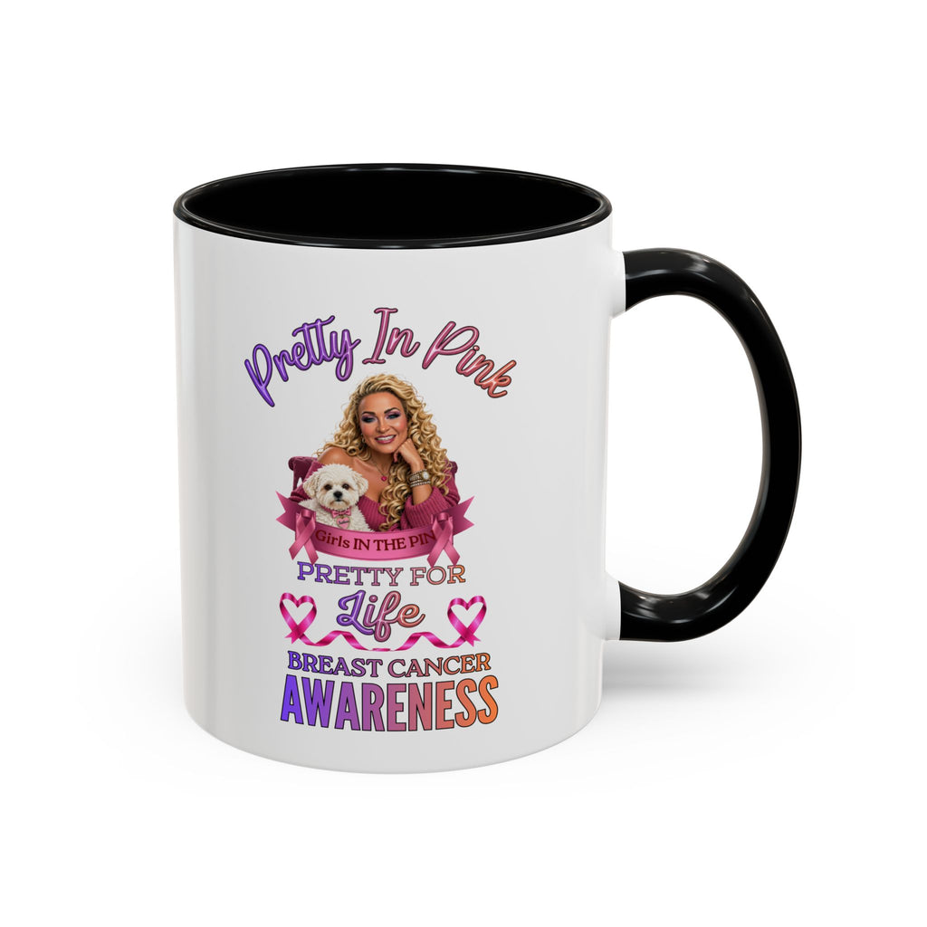 Breast Cancer Awareness Accent Coffee Mug — "Pretty in Pink" Supportive Gift, Pink Is For Girls, Breast Cancer Awareness Gifts, Gifts For Those Who Fight Breast Cancer, In The Pink, Gift For Friend With Breast Cancer,Coffee Mug For Mom