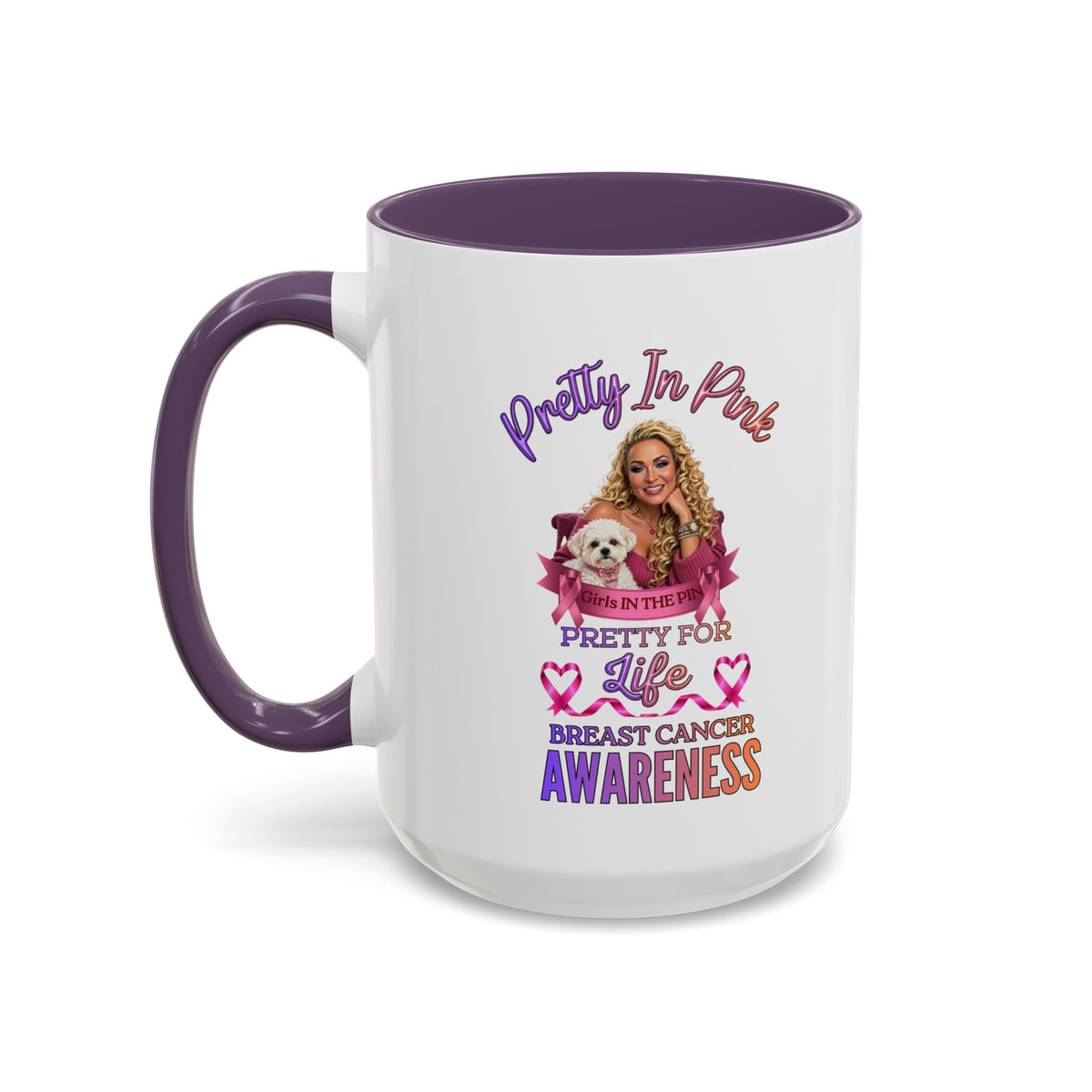 Breast Cancer Awareness Accent Coffee Mug — "Pretty in Pink" Supportive Gift, Pink Is For Girls, Breast Cancer Awareness Gifts, Gifts For Those Who Fight Breast Cancer, In The Pink, Gift For Friend With Breast Cancer,Coffee Mug For Mom